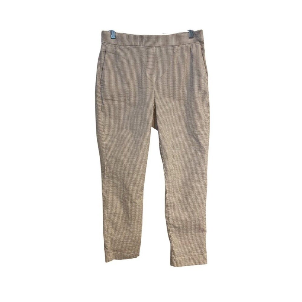 Jones & Co. New York Women's 8 Beige Ankle Pants Striped Cotton Blend Boho Comfy